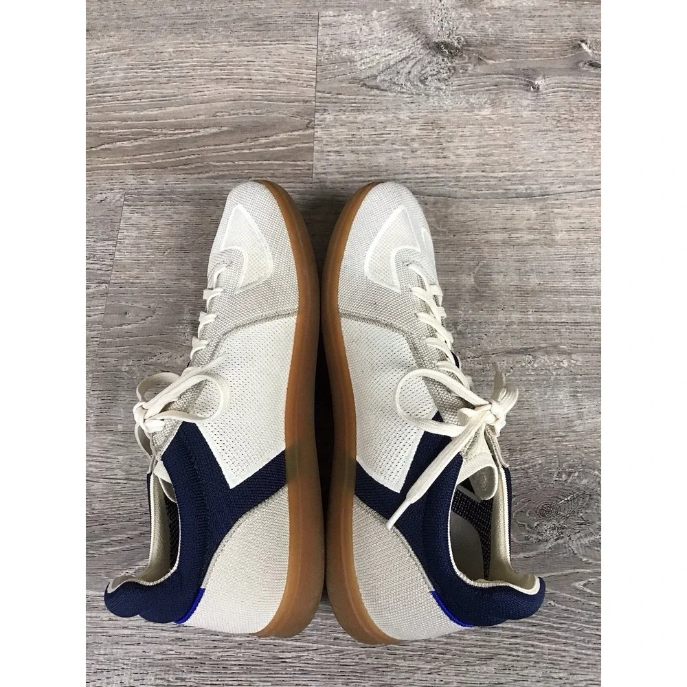 Rothys RS01 Blue And Cream Men's Lace Up Shoes Size 12 Casual knit sneakers